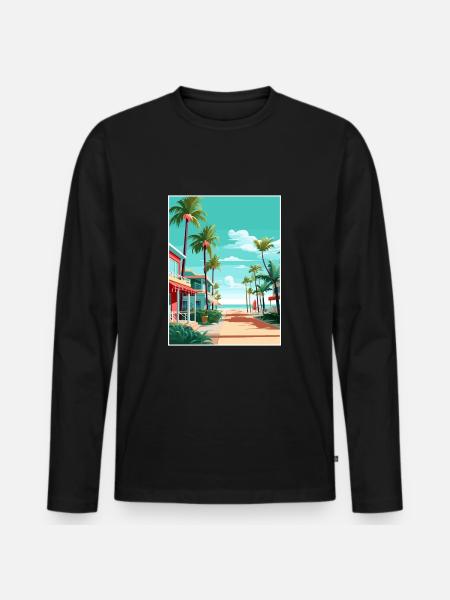 South Beach Texas Vintage Travel Poster Souvenir - Men's Premium Organic Long Sleeve Shirt - black