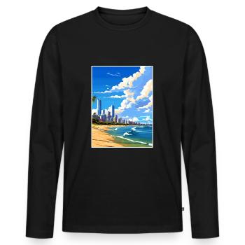 Gold Coast Australien Deko Vintage Reiseposter - Männer Premium Bio Langarmshirt - Schwarz - Vorne - Nico (187cm)
