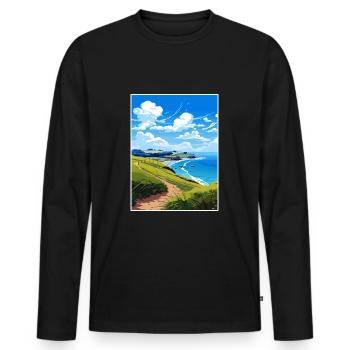 Coromandel-Halbinsel Neuseeland Reiseposter - Männer Premium Bio Langarmshirt - Schwarz - Vorne - Nico (187cm)