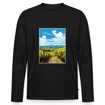 Wairarapa Wine Region New Zealand Travel Poster - Men's Premium Organic Long Sleeve Shirt - black - Front - Nico (187cm)