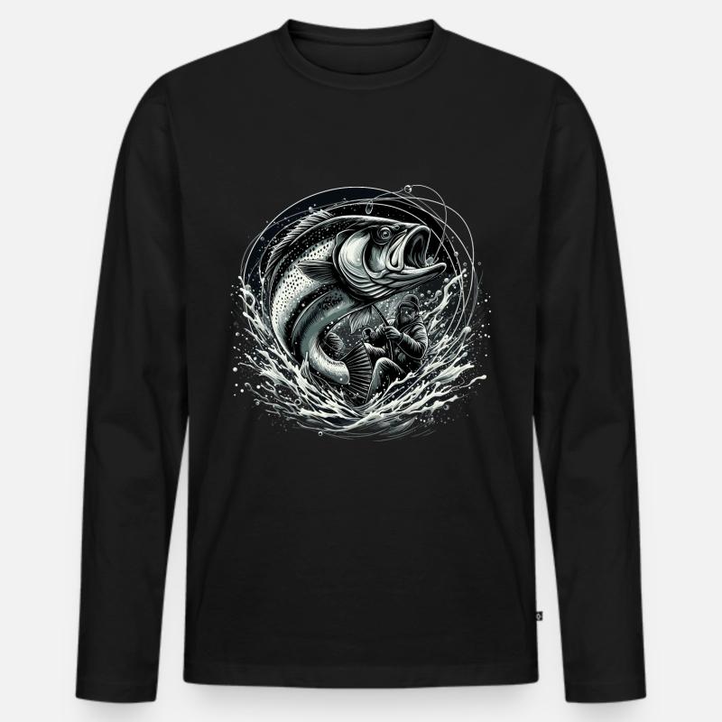 Fishing Angler Dynamic Gift - Men's Premium Organic Long Sleeve Shirt - black