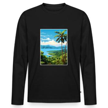 Nicoya Halbinsel Costa Rica Vintage Reiseposter - Männer Premium Bio Langarmshirt - Schwarz - Vorne - Nico (187cm)