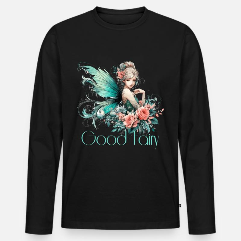 Gute Fee Geschenk - Männer Premium Bio Langarmshirt - Schwarz