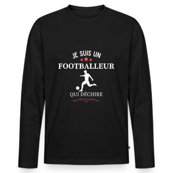 Je suis un footballeur qui déchire - T-shirt manches longues Premium bio Homme - noir - Devant - Nico (187cm)