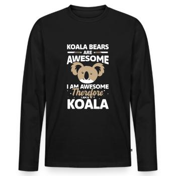 Eucalyptus, Animaux, Doux, Zoo - T-shirt manches longues Premium bio Homme - noir - Devant - Nico (187cm)