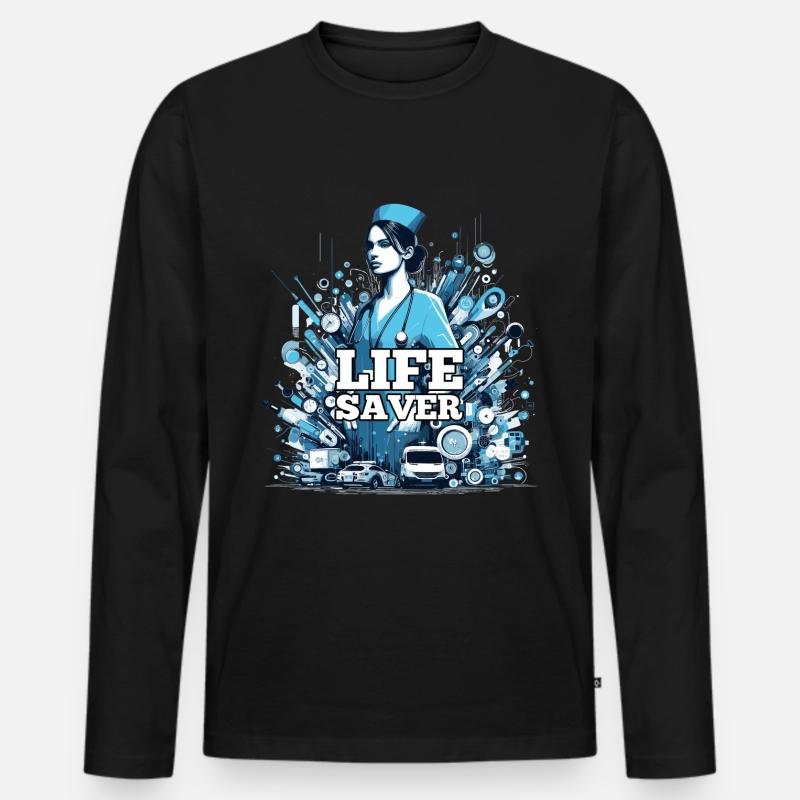 Krankenschwester Lebensretterin Geschenk - Männer Premium Bio Langarmshirt - Schwarz