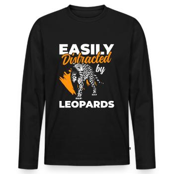 Leopard Jagd Großkatze Tier - Männer Premium Bio Langarmshirt - Schwarz - Vorne - Nico (187cm)