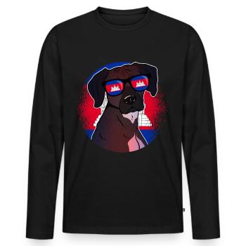 Cambodge - T-shirt manches longues Premium bio Homme - noir - Devant - Nico (187cm)