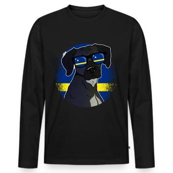 Curaçao - Männer Premium Bio Langarmshirt - Schwarz - Vorne - Nico (187cm)