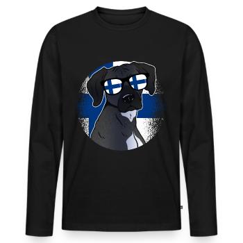Finlande - T-shirt manches longues Premium bio Homme - noir - Devant - Nico (187cm)