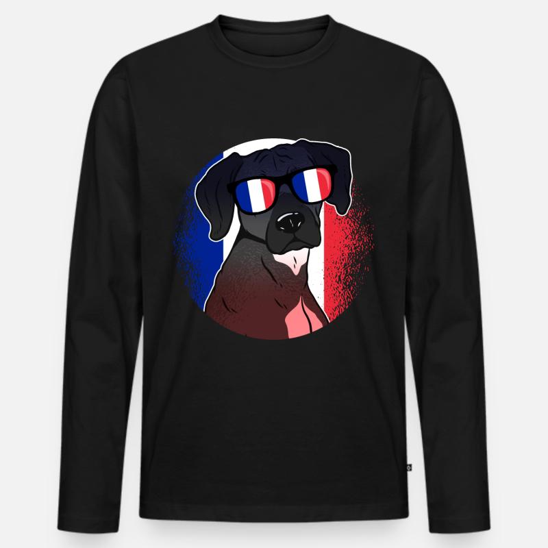 Frankreich - Männer Premium Bio Langarmshirt - Schwarz