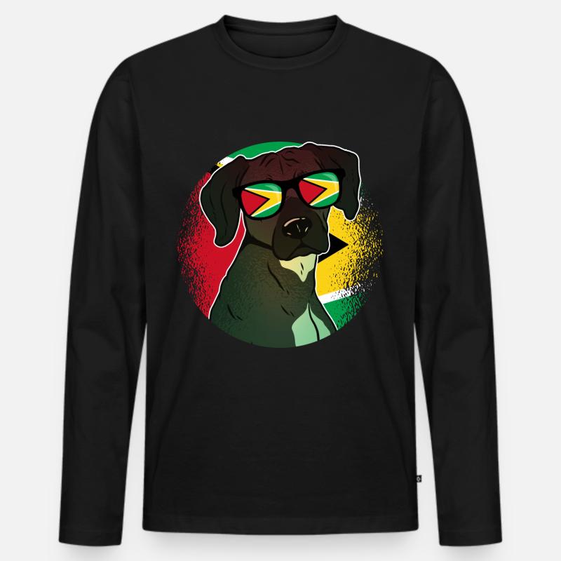 Guyana - Männer Premium Bio Langarmshirt - Schwarz