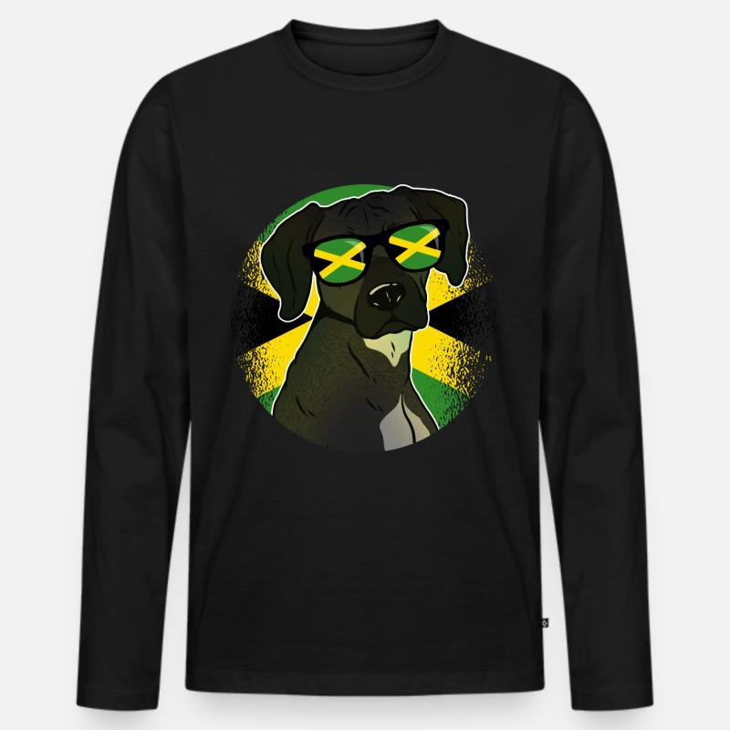 Jamaika - Männer Premium Bio Langarmshirt - Schwarz