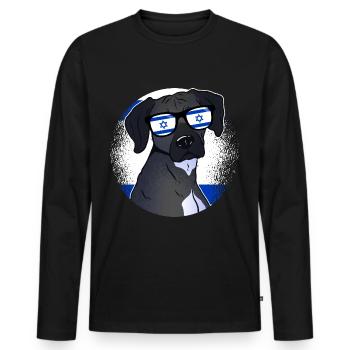 Israel - Men's Premium Organic Long Sleeve Shirt - black - Front - Nico (187cm)