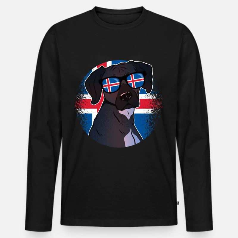 Island - Männer Premium Bio Langarmshirt - Schwarz