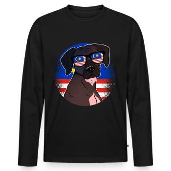 Malaysia - Men's Premium Organic Long Sleeve Shirt - black - Front - Nico (187cm)