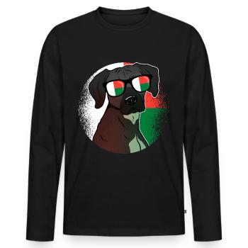 Macédoine - T-shirt manches longues Premium bio Homme - noir - Devant - Nico (187cm)