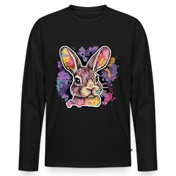Radiant Rabbit - the work of art - Men's Premium Organic Long Sleeve Shirt - black - Front - Nico (187cm)