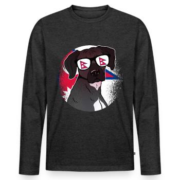 Nepal - Männer Premium Bio Langarmshirt - Anthrazit meliert - Vorne - Nico (187cm)