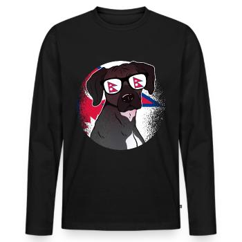 Népal - T-shirt manches longues Premium bio Homme - noir - Devant - Nico (187cm)
