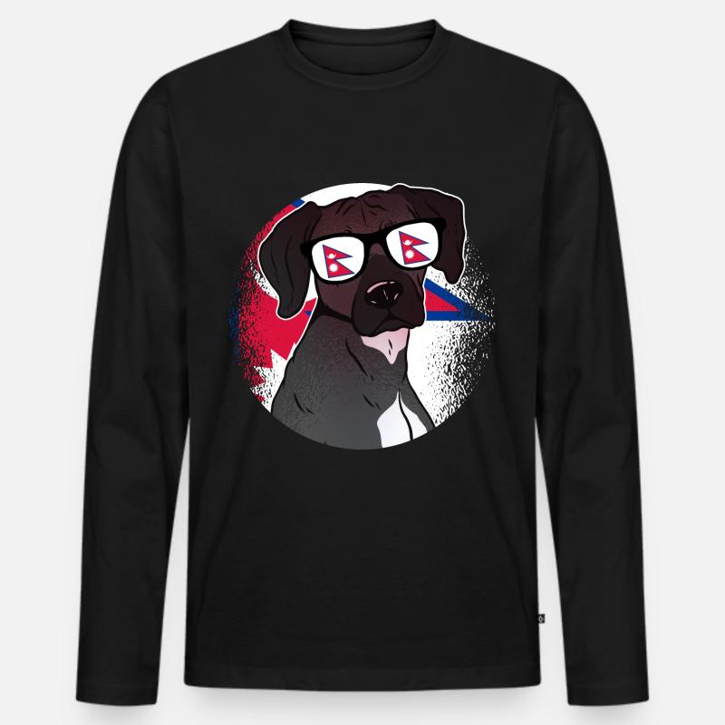 Nepal - Männer Premium Bio Langarmshirt - Schwarz