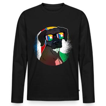 Réunion - T-shirt manches longues Premium bio Homme - noir - Devant - Nico (187cm)