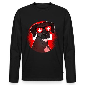 Schweiz - Männer Premium Bio Langarmshirt - Schwarz - Vorne - Nico (187cm)