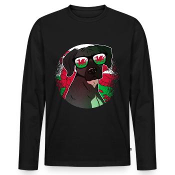 Wales - Männer Premium Bio Langarmshirt - Schwarz - Vorne - Nico (187cm)