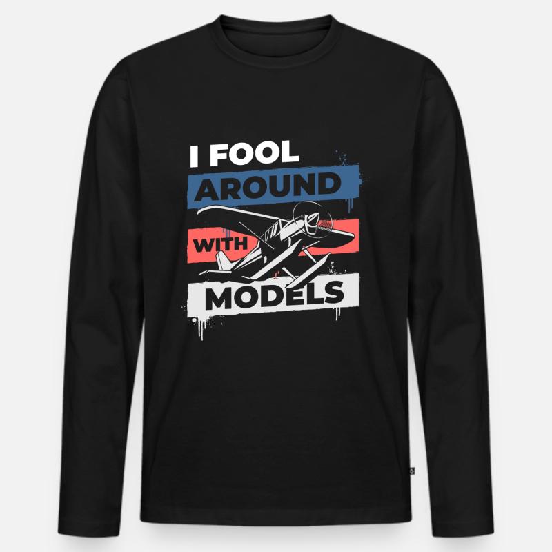 Modellbauer Fliegen Kunstflug - Männer Premium Bio Langarmshirt - Schwarz