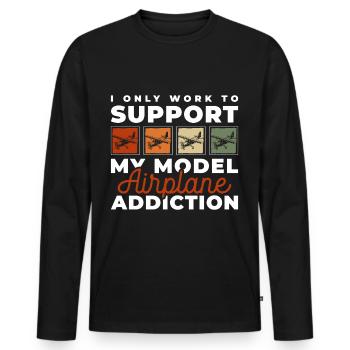 Model Airplane Model Flying Model Making - Men's Premium Organic Long Sleeve Shirt - black - Front - Nico (187cm)