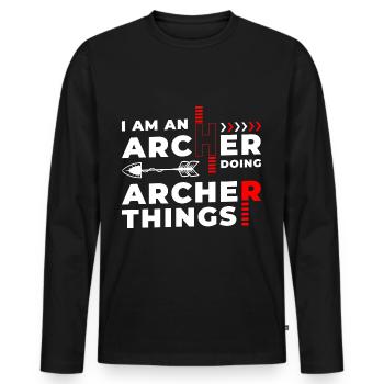 Tir à l’arc Longbow Target Sport - T-shirt manches longues Premium bio Homme - noir - Devant - Nico (187cm)