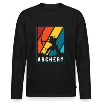 Archer Hunting Hobby - Men's Premium Organic Long Sleeve Shirt - black - Front - Nico (187cm)