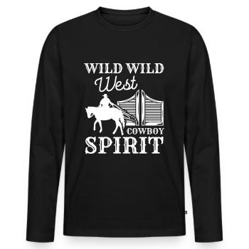 Lasso du cheval du Far West America - T-shirt manches longues Premium bio Homme - noir - Devant - Nico (187cm)