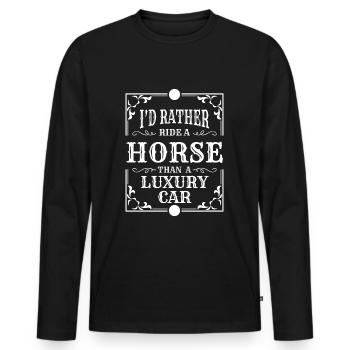 Cowboy Western Stiefel Lasso - Männer Premium Bio Langarmshirt - Schwarz - Vorne - Nico (187cm)