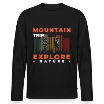 Bergsteigen Felsen Natur - Männer Premium Bio Langarmshirt - Schwarz - Vorne - Nico (187cm)