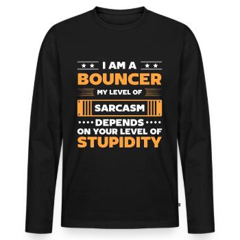 Videur Sécurité Fête forte - T-shirt manches longues Premium bio Homme - noir - Devant - Nico (187cm)