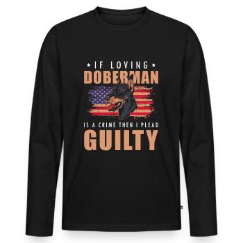 Doberman Chien d’assistance pour animaux de compagnie - T-shirt manches longues Premium bio Homme - noir - Devant - Nico (187cm)