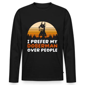 Doberman chien d’assistance amoureux des chiens - T-shirt manches longues Premium bio Homme - noir - Devant - Nico (187cm)