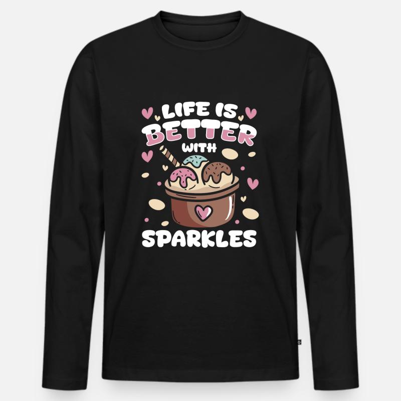Eiscreme Waffel Eistüte - Männer Premium Bio Langarmshirt - Schwarz