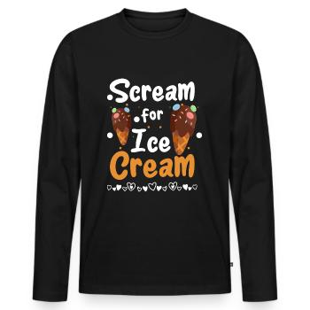 Eiscreme Eisdiele Softeis - Männer Premium Bio Langarmshirt - Schwarz - Vorne - Nico (187cm)