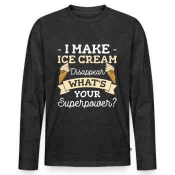 Crème glacée Boule de crème glacée Snacking Crème glacée - T-shirt manches longues Premium bio Homme - anthracite chiné - Devant - Nico (187cm)