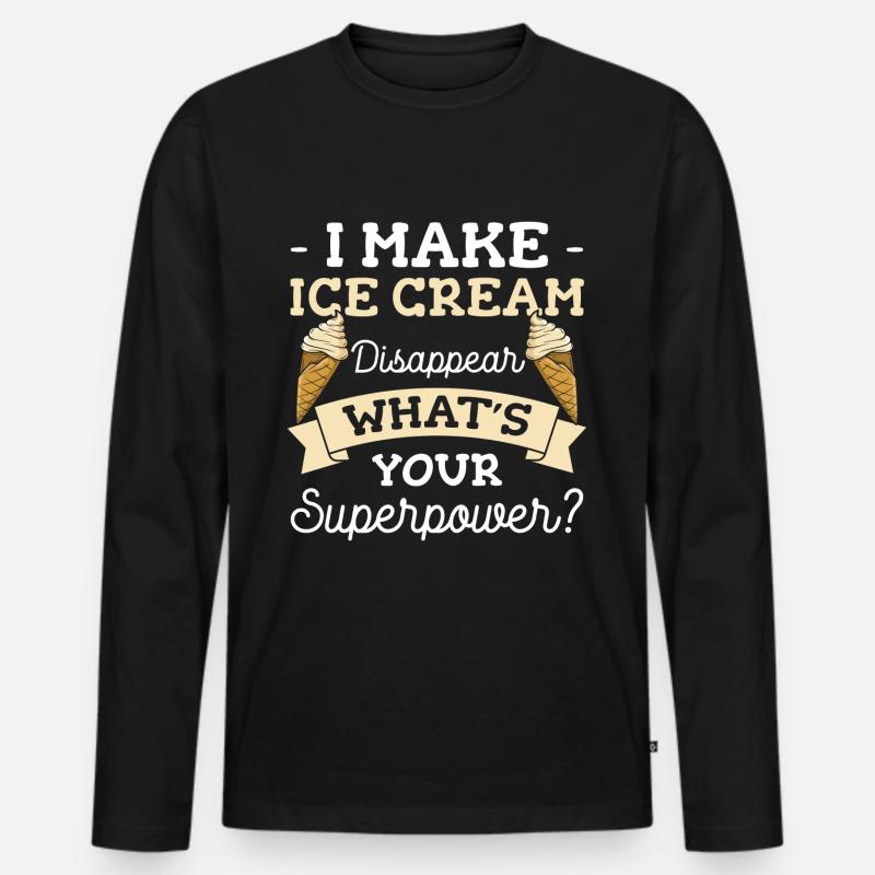 Eiscreme Eiskugel Naschen Speiseeis - Männer Premium Bio Langarmshirt - Schwarz