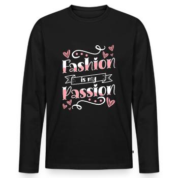 Shopping Modisch Modequeen Trendsetter - Männer Premium Bio Langarmshirt - Schwarz - Vorne - Nico (187cm)