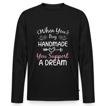 Défilé de mode Shopping Style - T-shirt manches longues Premium bio Homme - noir - Devant - Nico (187cm)
