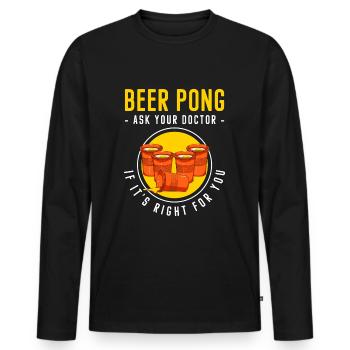 Beer Pong Booze Game Rules Mug - Men's Premium Organic Long Sleeve Shirt - black - Front - Nico (187cm)