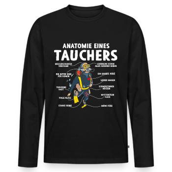 Anatomie eines Tauchers - Männer Premium Bio Langarmshirt - Schwarz - Vorne - Nico (187cm)