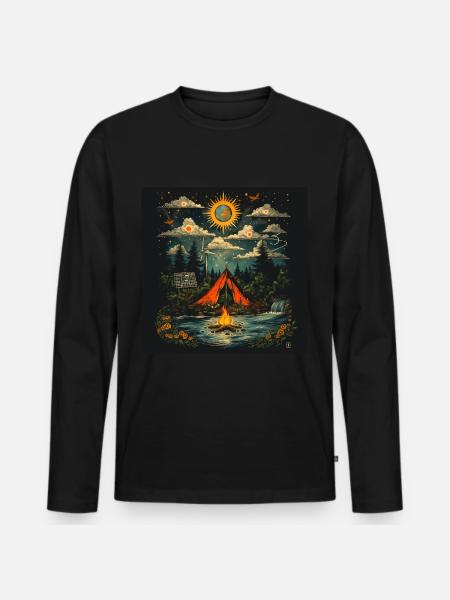 Camping under the stars - Men's Premium Organic Long Sleeve Shirt - black