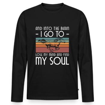 Horses Rider Stallion - Men's Premium Organic Long Sleeve Shirt - black - Front - Nico (187cm)
