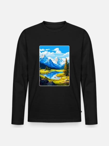 Affiche de voyage vintage du parc national d’Ecrins France - T-shirt manches longues Premium bio Homme - noir