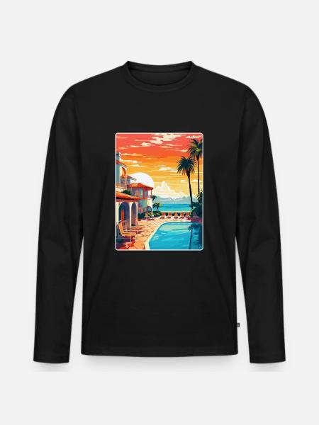 Marbella Spanien Vintage Reseaffisch Souvenir WPA - Ekologisk långärmad premium-T-shirt herr - svart